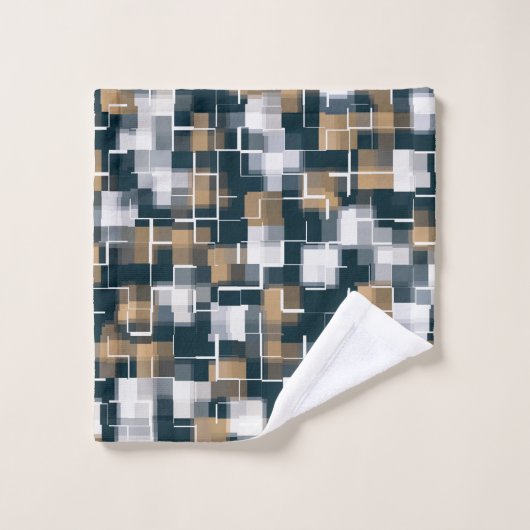 Moderne blauwe goudbruin zwart-wit speldenstang bad handdoek (Wasdoekje)