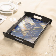 Moderne Blauwe & Gouden Abstracte Geometrische Arc
