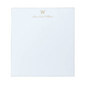 Moderne Blauwe Gouden Script Monogram Notitieblok (Voorkant)