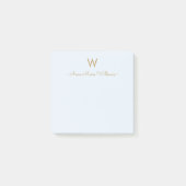 Moderne Blauwe Gouden Script Monogram Post-it® Notes (Voorkant)
