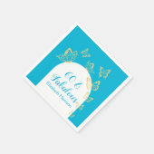 Moderne Blauwe Gouden Vlinders Fabulous Verjaardag Servet (Hoek)