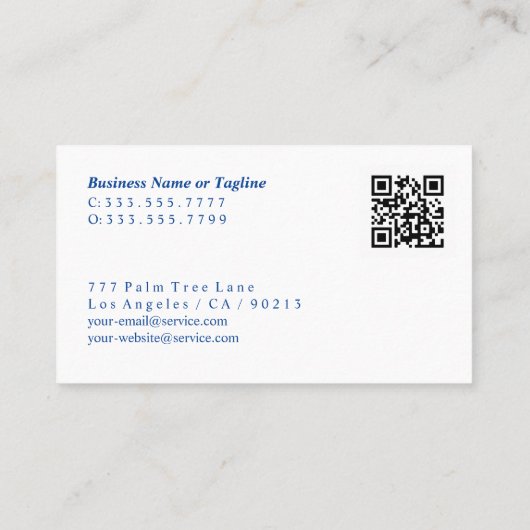 Moderne Blauwe & Gouden Waterverf, de Code van de  Visitekaartje (Achterkant)