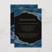 Moderne blauwe goudoliepagaatbruidjes informatiekaartje (Voorkant / Achterkant)