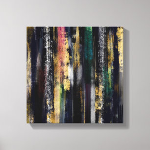 Moderne blauwe goudpenselen Abstract schilderen Canvas Afdruk