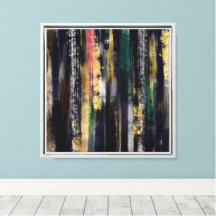 Moderne blauwe goudpenselen Abstract schilderen Canvas Afdruk
