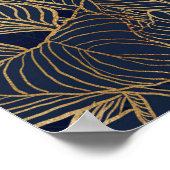 Moderne blauwe goudvulling Plant botanisch ontwerp Poster (Hoek)