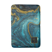 Moderne blauwe, groene, Abstracte kunstmarmer Badmat (Voorkant Verticaal)