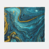 Moderne blauwe, groene, Abstracte kunstmarmer Fleece Deken (Voorkant (Horizontaal))