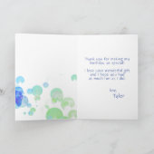 Moderne Blauwe Groene Bellen Kinder Foto Verjaarda Bedankkaart (Binnen)