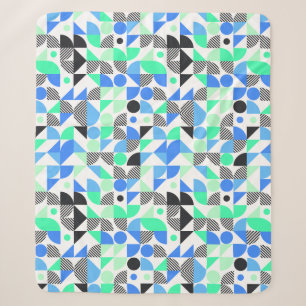 Moderne Blauwe Groene Geometrische Vormen Sherpa Deken