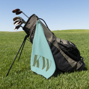 Moderne Blauwe Groene Monogram Beginletters Gepers Golfhanddoek