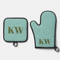 Moderne Blauwe Groene Monogram Beginletters Gepers