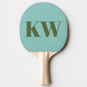 Moderne Blauwe Groene Monogram Beginletters Gepers Tafeltennisbatje (Achterkant)