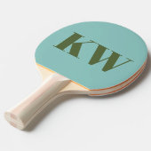Moderne Blauwe Groene Monogram Beginletters Gepers Tafeltennisbatje (Voorkant Gekanteld)