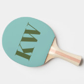 Moderne Blauwe Groene Monogram Beginletters Gepers Tafeltennisbatje (Zijkant)