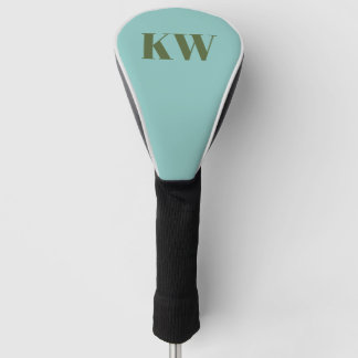 Moderne blauwe groene monogram initiaal gepersonal golfheadcover