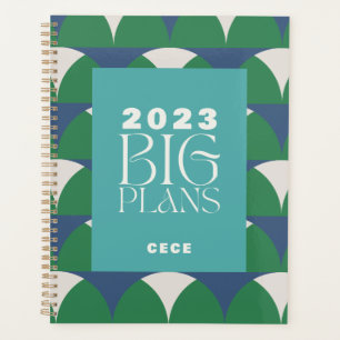 Moderne blauwe groene retro geometrische grote pla planner