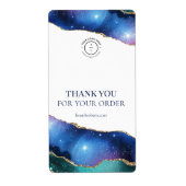 Moderne blauwe hemelse bedankzegel verpakking etiket (Voorkant)