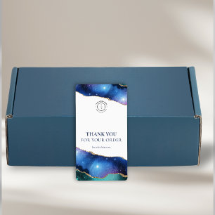 Moderne blauwe hemelse bedankzegel verpakking etiket