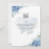 Moderne Blauwe Hortensia Huwelijksuitnodiging QR C Kaart (Achterkant)