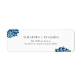 Moderne Blauwe Hortensia's Trouw RSVP Retouradres Etiket (Voorkant)