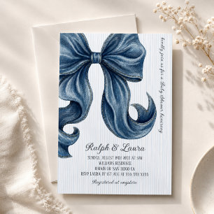 Moderne blauwe jeans boog baby shower kaart