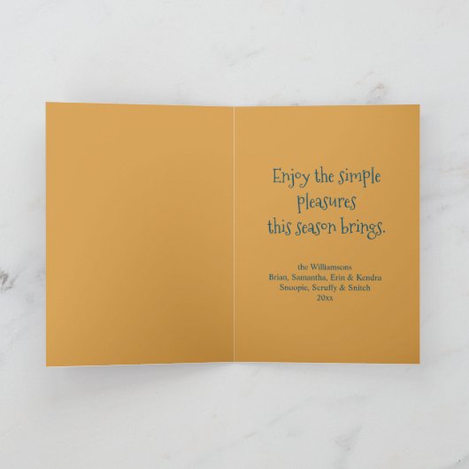 Moderne Blauwe Kerstbloem Krans Vogels Feestdagen Kaart (Binnen)