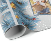 Moderne Blauwe Kerstboom 2 Fotoliefkerst Cadeaupapier (Rol Hoek)
