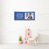 Moderne Blauwe Klasse van 2025 Custom Afstuderen F Spandoek (Insitu)