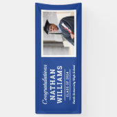 Moderne Blauwe Klasse van 2025 Custom Afstuderen F Spandoek (Verticaal)