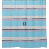 Moderne blauwe kleur witte mozaïekmonogrammen douchegordijn (Voorkant)