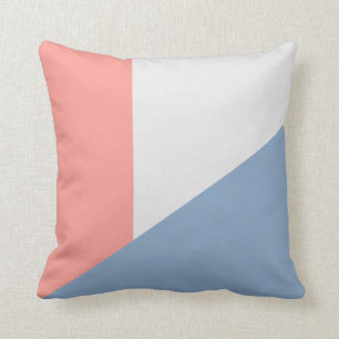 Moderne Blauwe Koraal Roze Kleur Blok Abstract Kussen