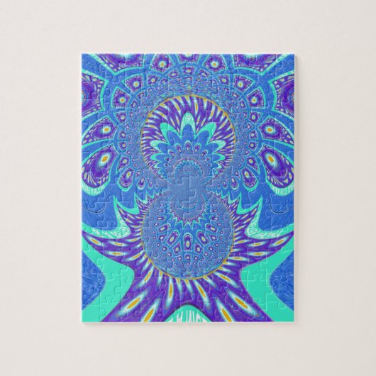 Moderne blauwe kunst legpuzzel (Verticaal)