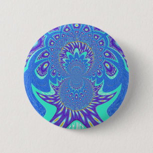 Moderne blauwe kunst ronde button 5,7 cm