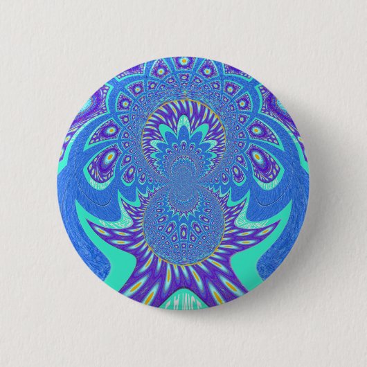 Moderne blauwe kunst ronde button 5,7 cm (Voorkant)