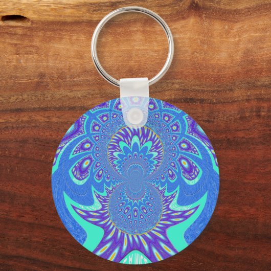 Moderne blauwe kunst sleutelhanger (Voorkant)