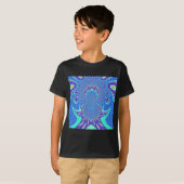 Moderne blauwe kunst t-shirt (Voorkant volledig)