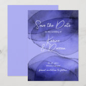 Moderne blauwe lavender Save the Date (Voorkant / Achterkant)