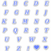 Moderne blauwe letters | Monogram Alfabet Stickers (Voorkant)
