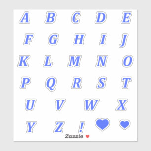 Moderne blauwe letters   Monogram Alfabet Stickers