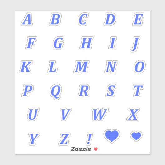 Moderne blauwe letters | Monogram Alfabet Stickers (Vel)