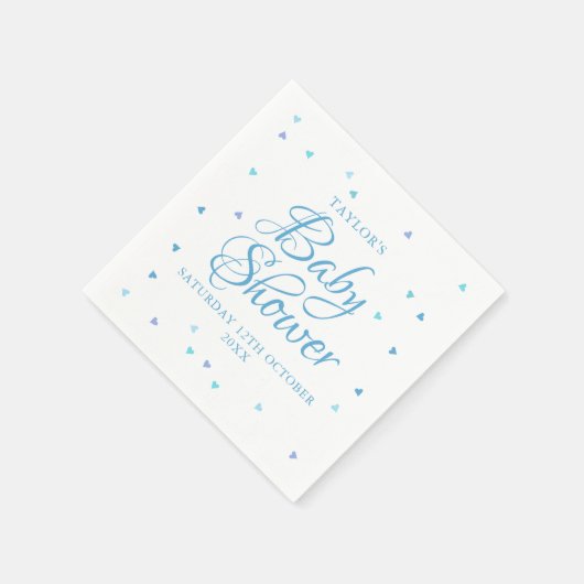 Moderne Blauwe Liefde Harten Baby Jongen Douche Sp Servet (Hoek)