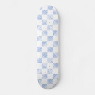 Moderne blauwe lijnen Gecontroleerd wit patroon Skateboard