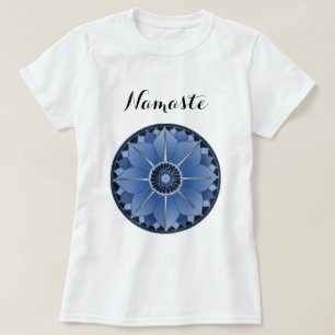 Moderne Blauwe Mandala Namaste T-shirt