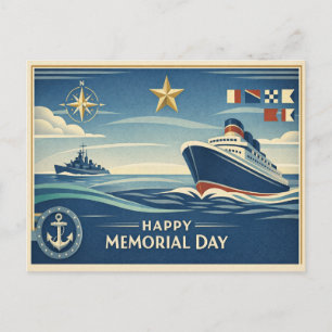 Moderne Blauwe Maritieme Memorial Day Feestdagenkaart