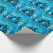 Moderne Blauwe Marmeren Agaat Cadeaupapier (Hoek)