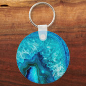 Moderne Blauwe Marmeren Agaat Sleutelhanger (Voorkant)