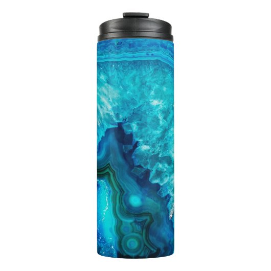 Moderne Blauwe Marmeren Agaat Thermosbeker (Voorkant)