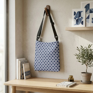 Moderne Blauwe Marokkaanse Geometrische Ster Tegel Crossbody Tas