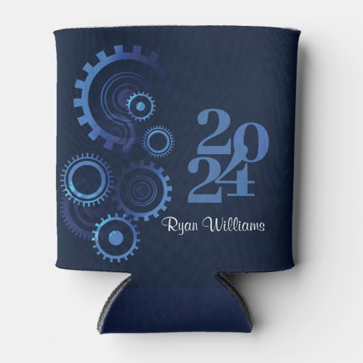 Moderne Blauwe Mechanische Ingenieur Afstudeerfees Blikjeskoeler